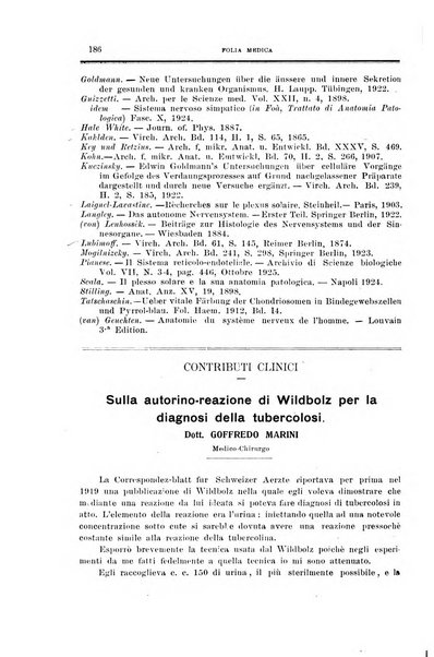 Folia medica periodico trimensile di patologia e clinica medica