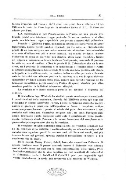 Folia medica periodico trimensile di patologia e clinica medica