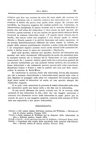 Folia medica periodico trimensile di patologia e clinica medica