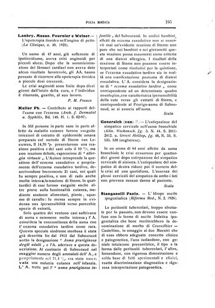 Folia medica periodico trimensile di patologia e clinica medica