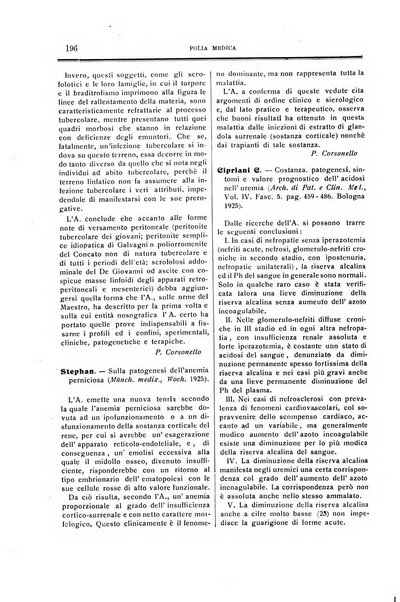 Folia medica periodico trimensile di patologia e clinica medica