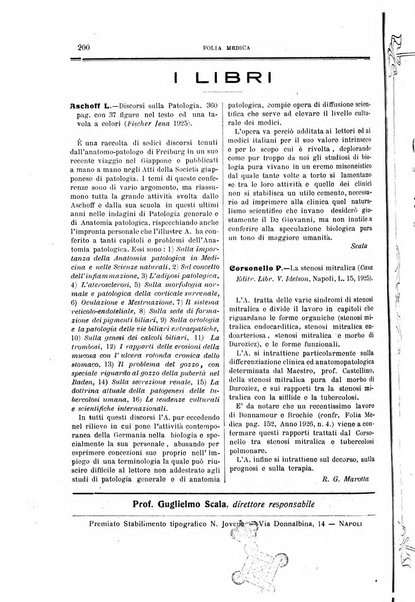 Folia medica periodico trimensile di patologia e clinica medica