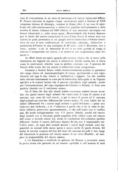 Folia medica periodico trimensile di patologia e clinica medica