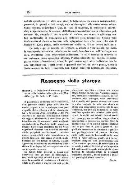 Folia medica periodico trimensile di patologia e clinica medica