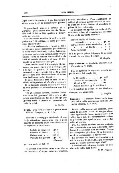 Folia medica periodico trimensile di patologia e clinica medica