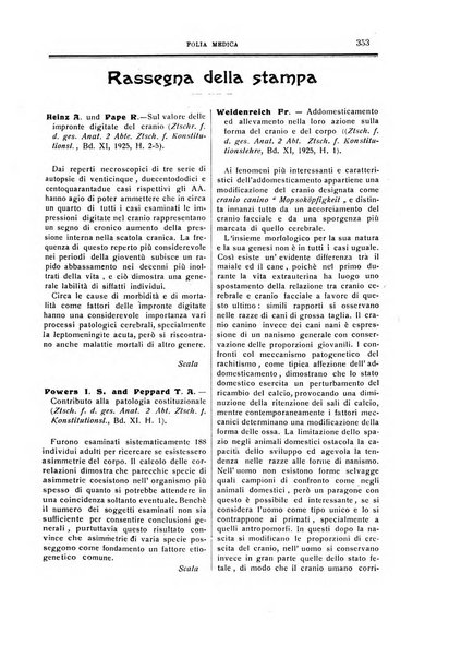 Folia medica periodico trimensile di patologia e clinica medica