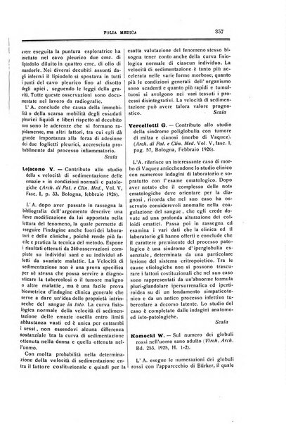 Folia medica periodico trimensile di patologia e clinica medica