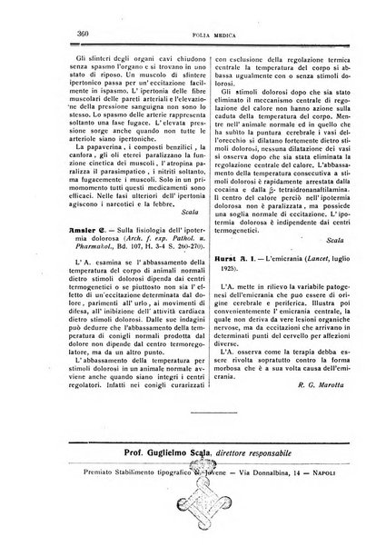 Folia medica periodico trimensile di patologia e clinica medica