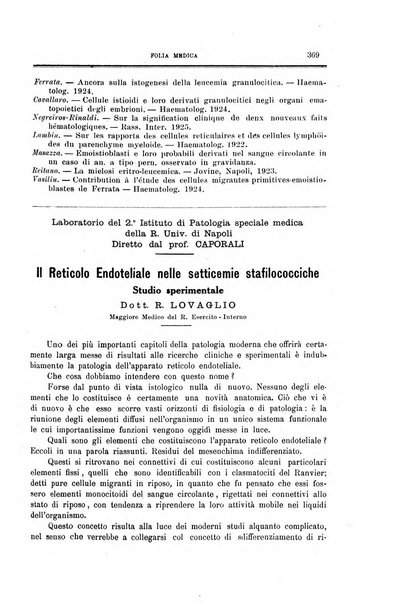 Folia medica periodico trimensile di patologia e clinica medica