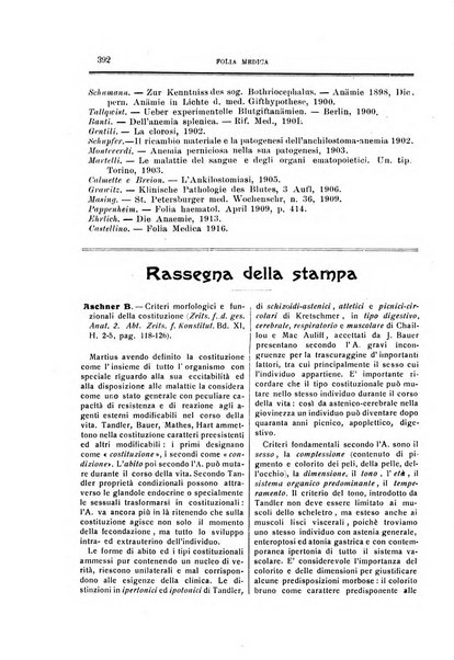 Folia medica periodico trimensile di patologia e clinica medica