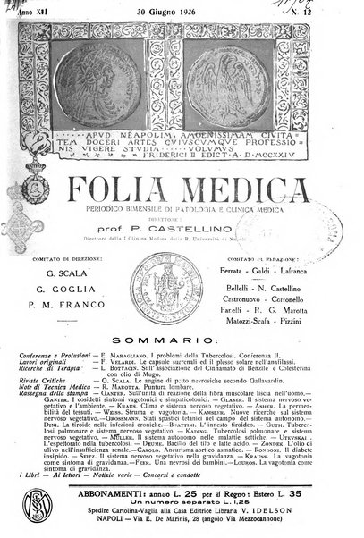 Folia medica periodico trimensile di patologia e clinica medica