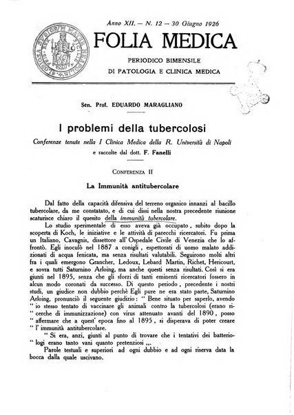 Folia medica periodico trimensile di patologia e clinica medica