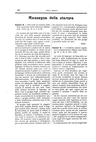 Folia medica periodico trimensile di patologia e clinica medica