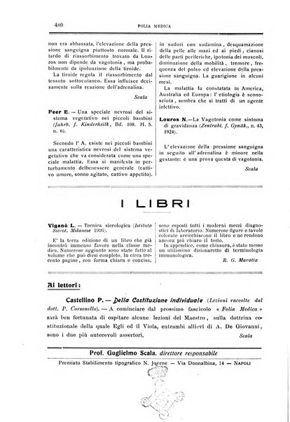 Folia medica periodico trimensile di patologia e clinica medica