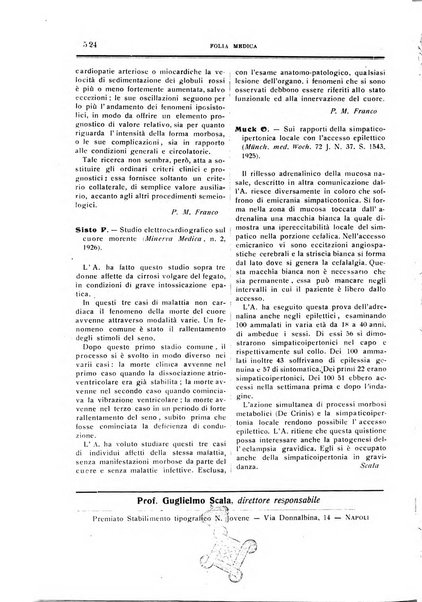 Folia medica periodico trimensile di patologia e clinica medica