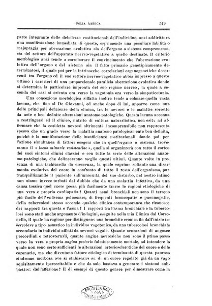 Folia medica periodico trimensile di patologia e clinica medica