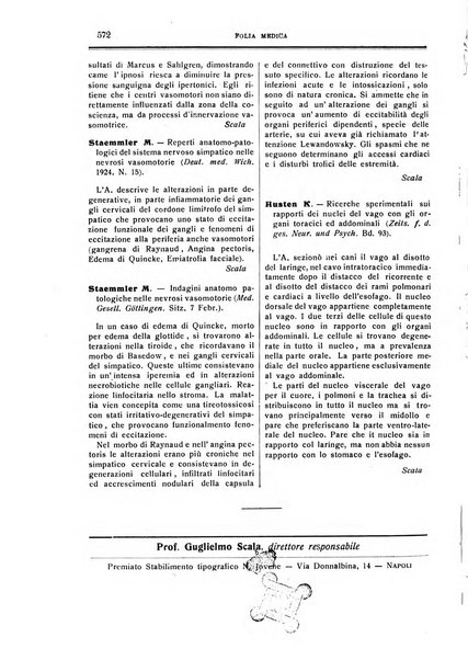 Folia medica periodico trimensile di patologia e clinica medica