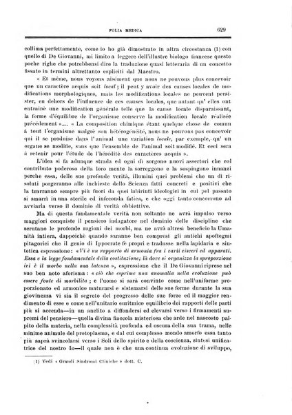 Folia medica periodico trimensile di patologia e clinica medica