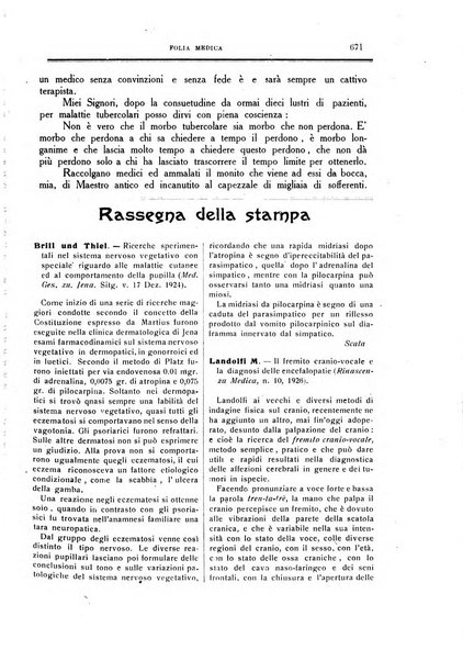 Folia medica periodico trimensile di patologia e clinica medica