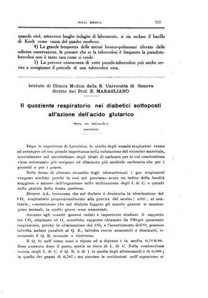 Folia medica periodico trimensile di patologia e clinica medica