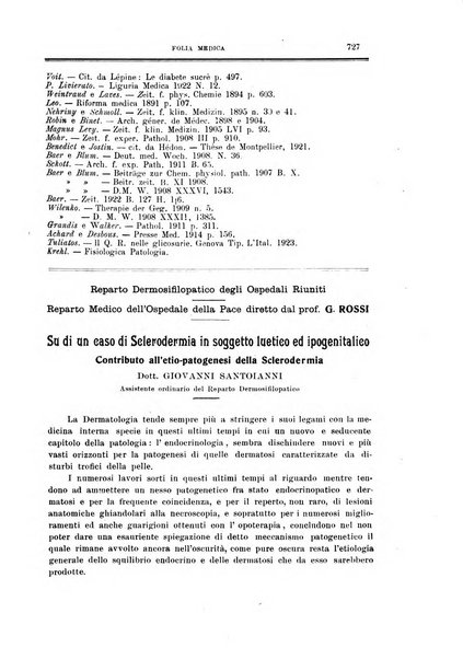 Folia medica periodico trimensile di patologia e clinica medica