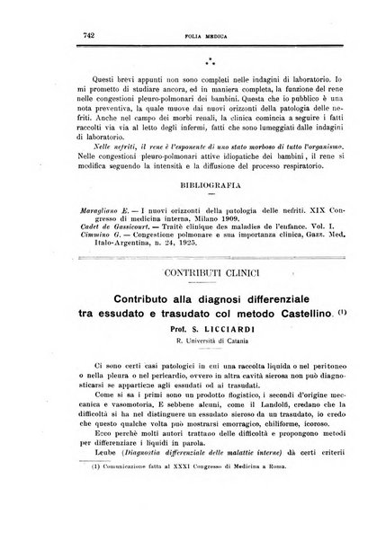 Folia medica periodico trimensile di patologia e clinica medica