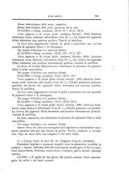 Folia medica periodico trimensile di patologia e clinica medica