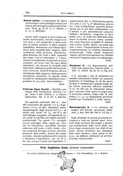 Folia medica periodico trimensile di patologia e clinica medica