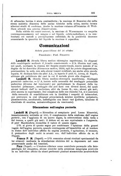 Folia medica periodico trimensile di patologia e clinica medica