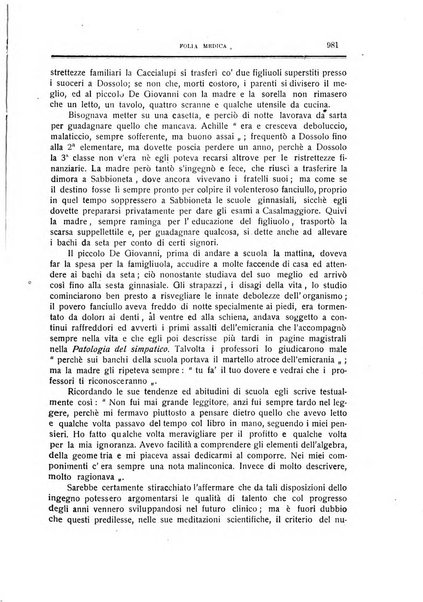 Folia medica periodico trimensile di patologia e clinica medica