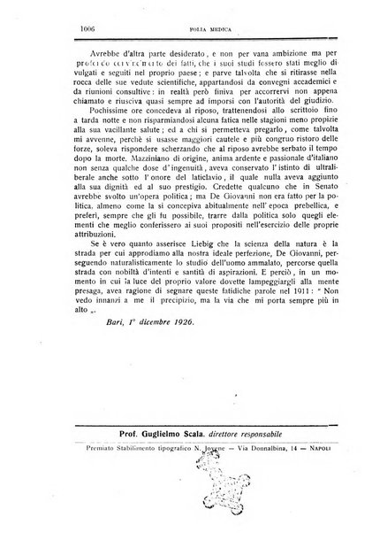 Folia medica periodico trimensile di patologia e clinica medica