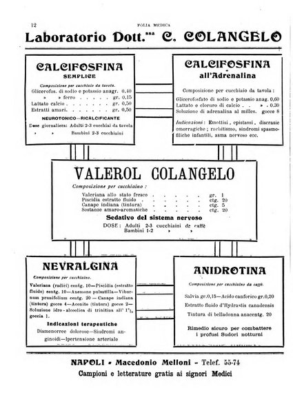 Folia medica periodico trimensile di patologia e clinica medica