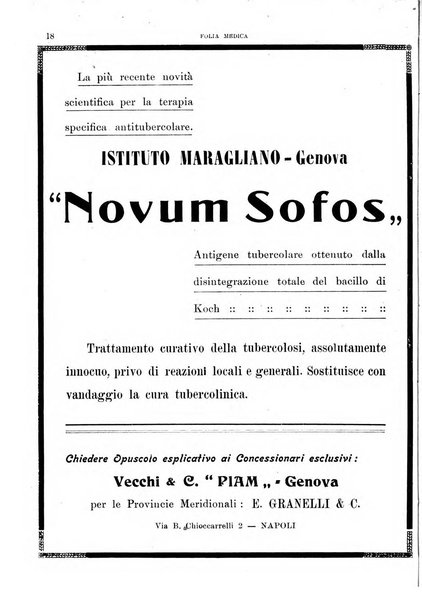 Folia medica periodico trimensile di patologia e clinica medica