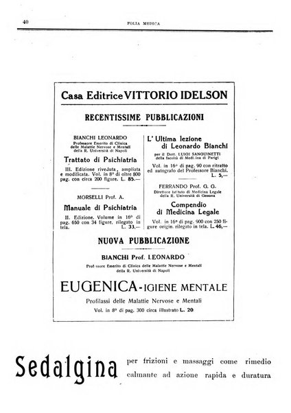 Folia medica periodico trimensile di patologia e clinica medica