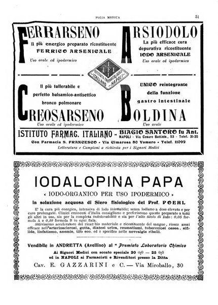 Folia medica periodico trimensile di patologia e clinica medica