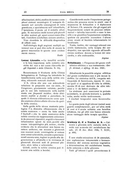 Folia medica periodico trimensile di patologia e clinica medica