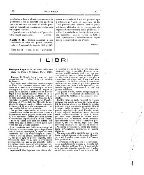 Folia medica periodico trimensile di patologia e clinica medica