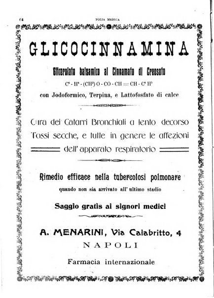 Folia medica periodico trimensile di patologia e clinica medica