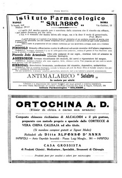 Folia medica periodico trimensile di patologia e clinica medica