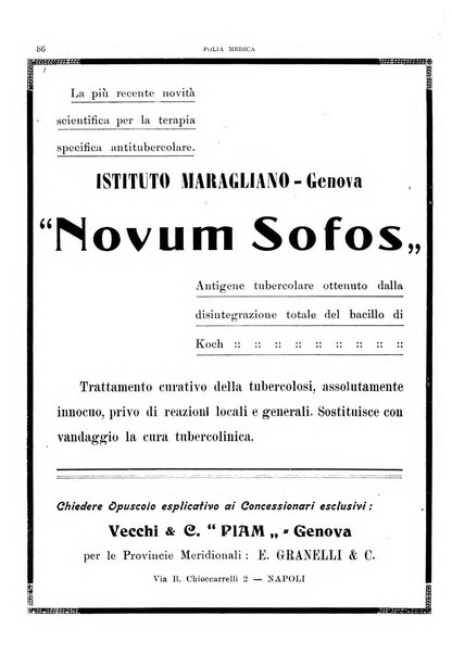 Folia medica periodico trimensile di patologia e clinica medica