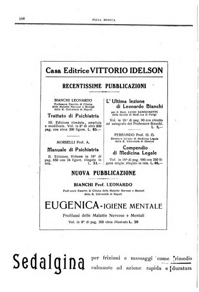 Folia medica periodico trimensile di patologia e clinica medica