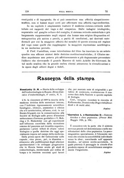 Folia medica periodico trimensile di patologia e clinica medica