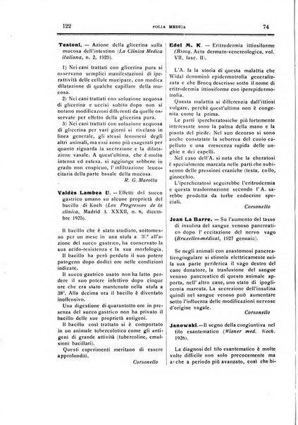 Folia medica periodico trimensile di patologia e clinica medica