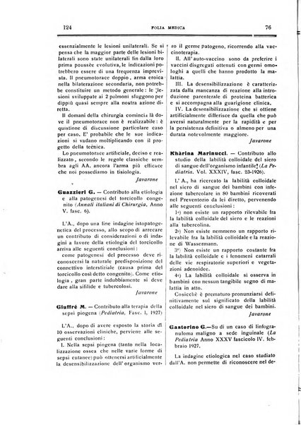 Folia medica periodico trimensile di patologia e clinica medica