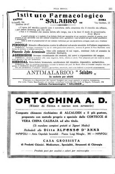 Folia medica periodico trimensile di patologia e clinica medica