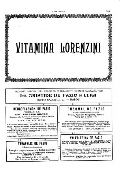 Folia medica periodico trimensile di patologia e clinica medica