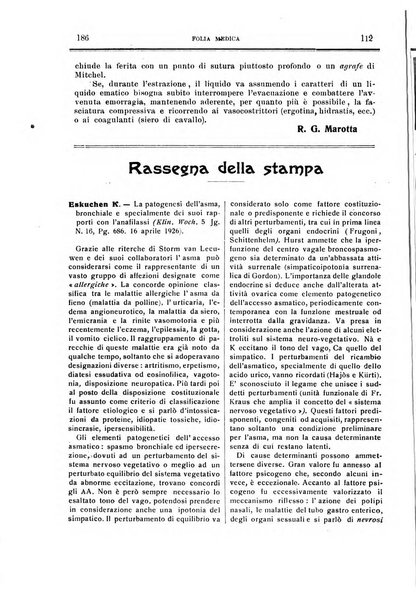 Folia medica periodico trimensile di patologia e clinica medica