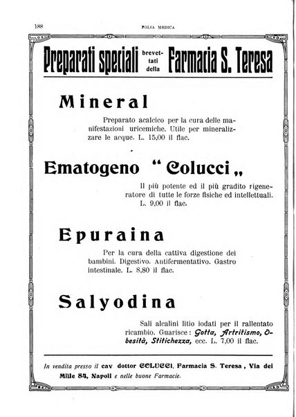 Folia medica periodico trimensile di patologia e clinica medica