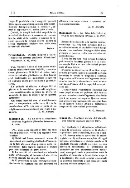 Folia medica periodico trimensile di patologia e clinica medica