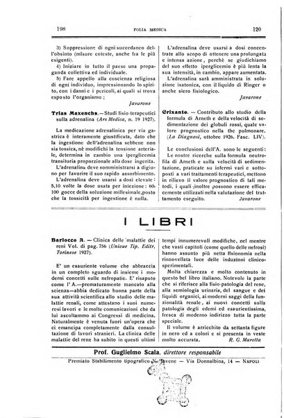 Folia medica periodico trimensile di patologia e clinica medica